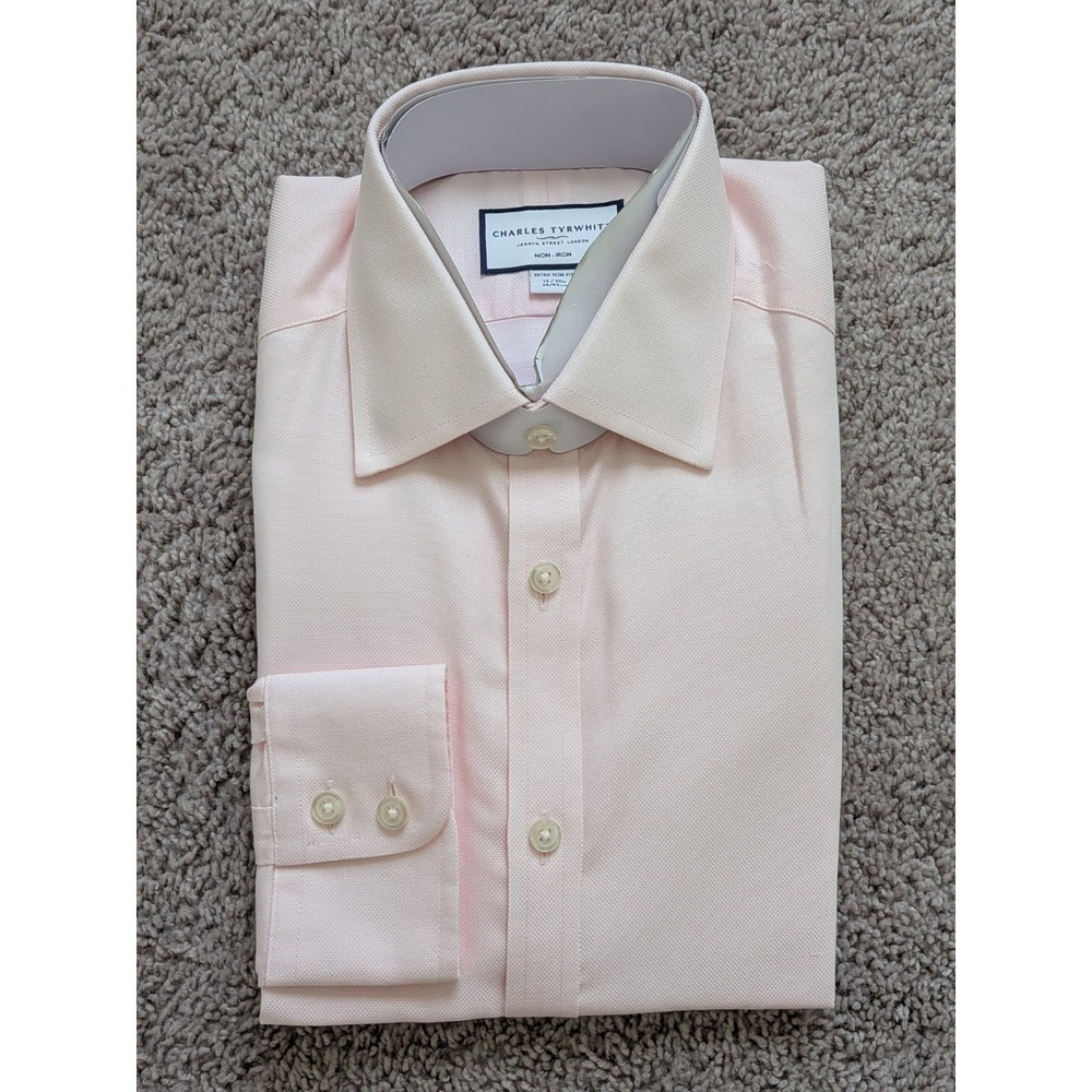 Charles Tyrwhitt Shirt 15/33 Light Pink Oxford Extra Slim Fit Button Up NWT